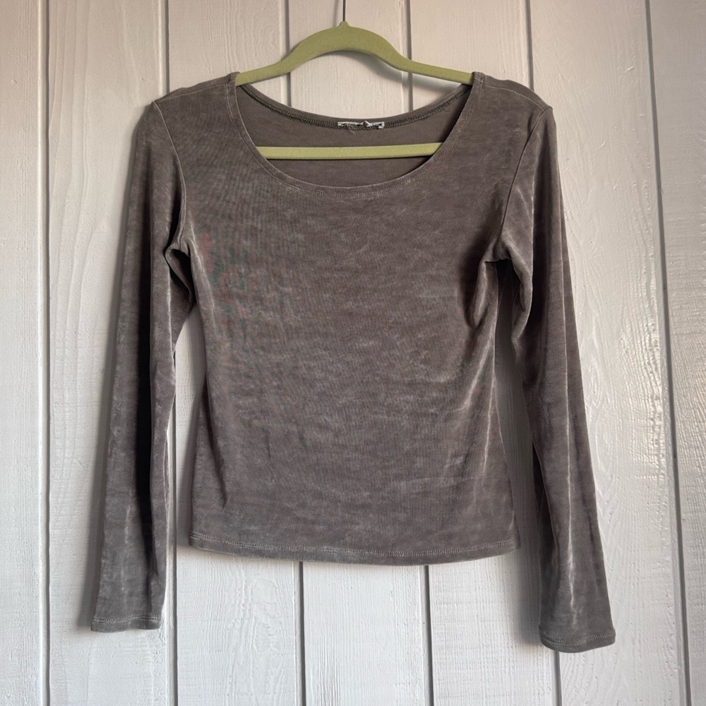 Vintage Taupe Mesh Long Sleeve Top